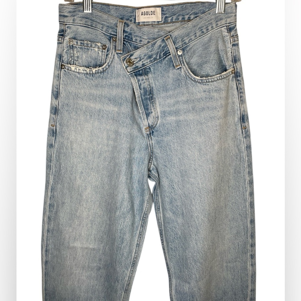 AGOLDE Criss Cross Upsized Jeans in Suburbia Size 25 Light Wash Denim - Picture 4 of 11